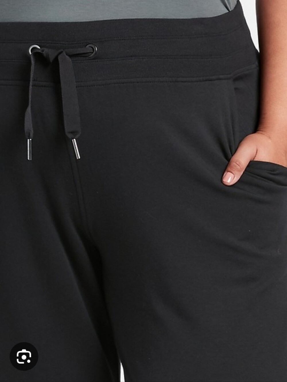 Athleta Black Wide Leg Crop Drawstring Travel Pants Sweatpants XL/Tall - Picture 6 of 16